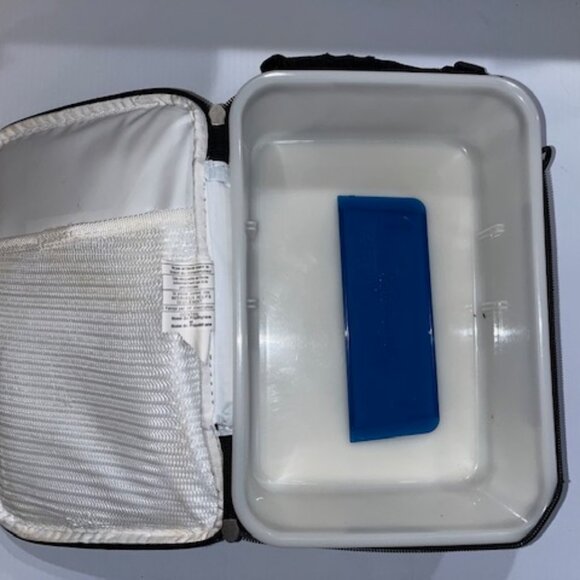 Columbia Blue and Black Hard Inside Lunch Box with separator - Picture 3 of 3